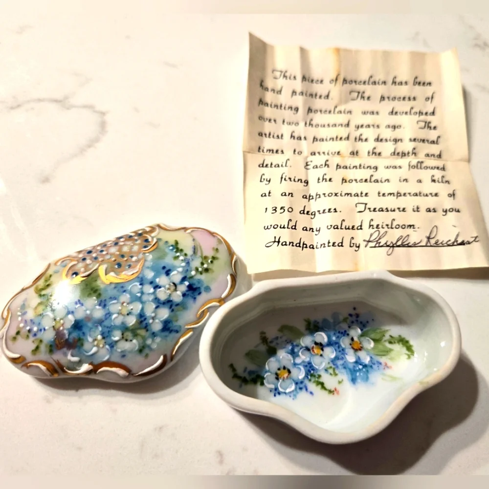 Limoges France Trinket Bowl Box With Lid Handpainted